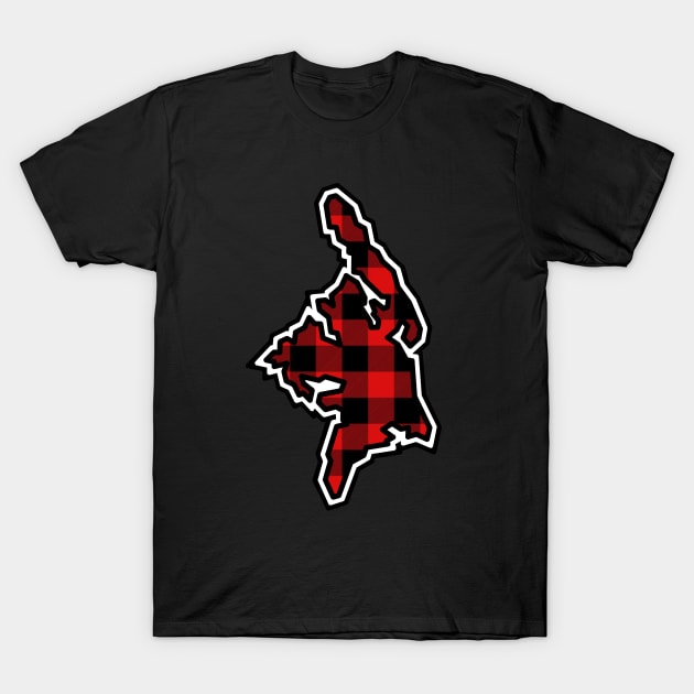 Cortes Island Silhouette in Plaid - Red and Black Pattern - Cortes Island T-Shirt by Bleeding Red Paint